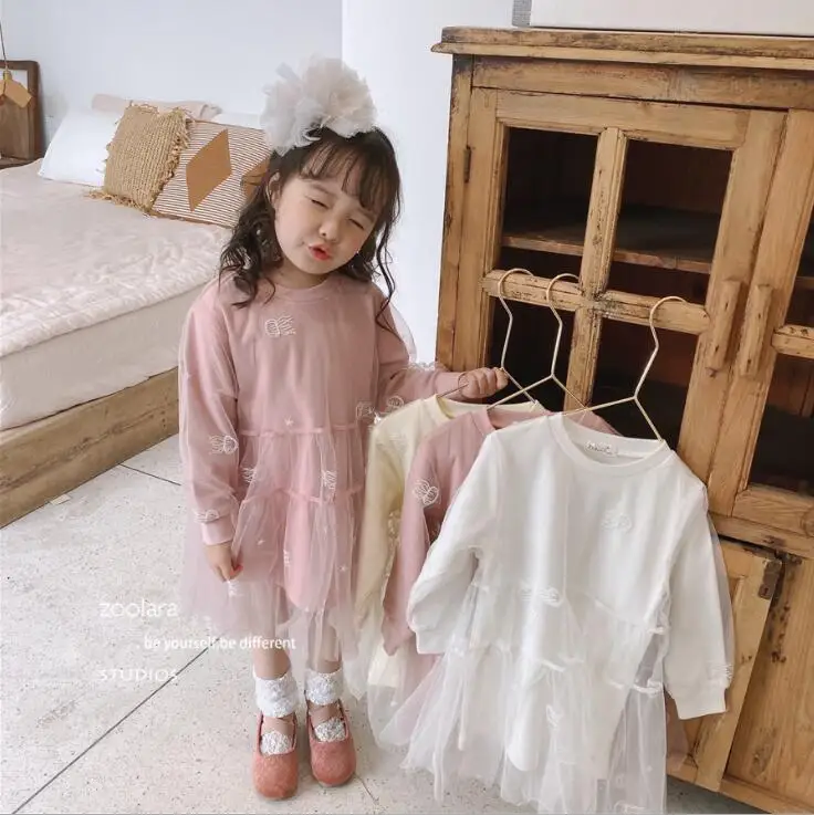 Платье принцессы в Корейском стиле для девочек, модные весенние детские платья для девочек 3-8 лет