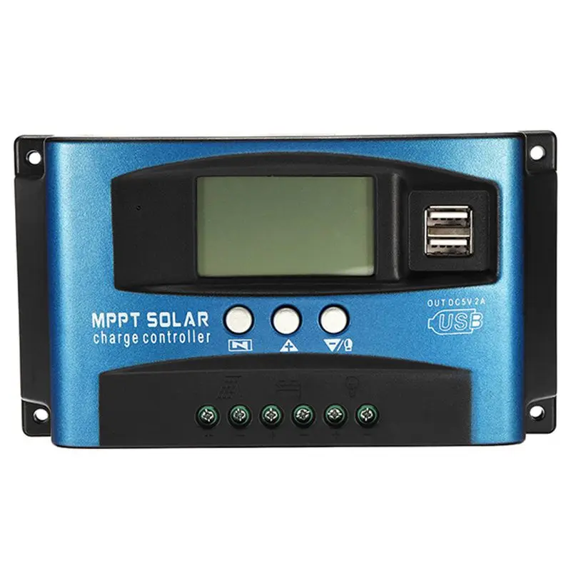 

100A Mppt Solar Charge Controller Dual Usb Lcd Display 12V 24V Auto Solar Cell Panel Charger Regulator With Load