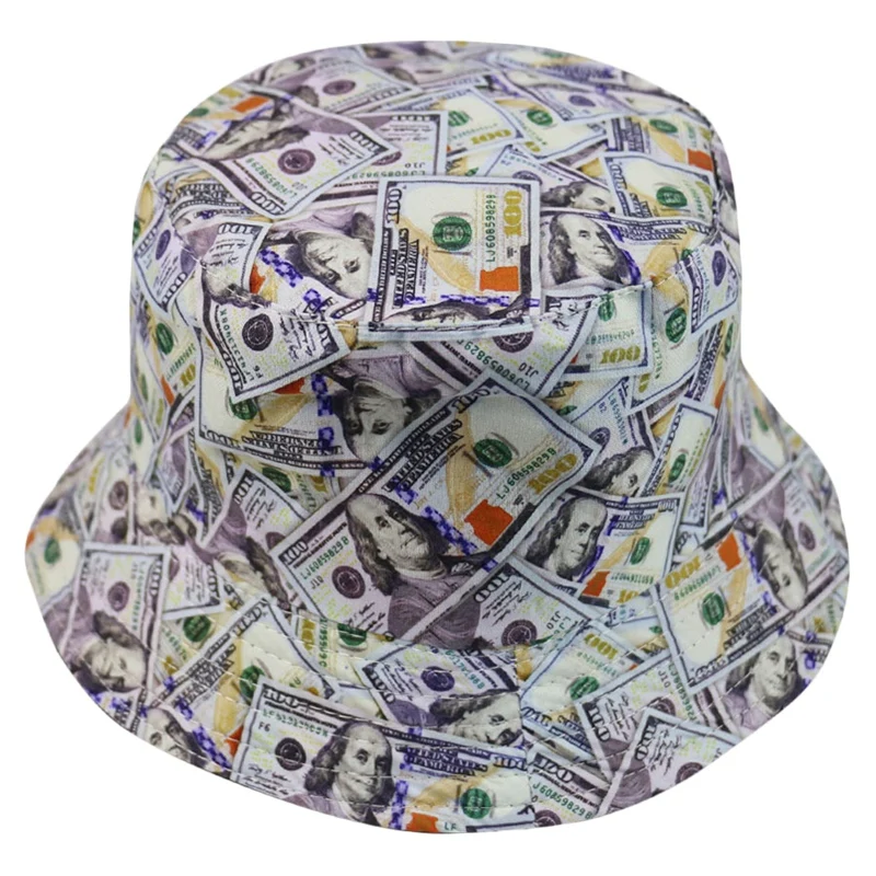 Outdoor Foldable Sun Protection Sunshade Beach Double Sided Summer Reversible Bucket Hat Daily Portable Dollar Print | Спорт и