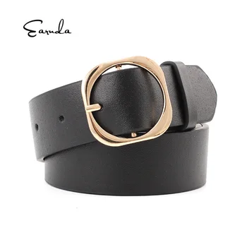 

Earnda Square Shape Buckle Head Light Body Pure PU Belt Body Golden Gloss Belt Ladies Belt For Jeans