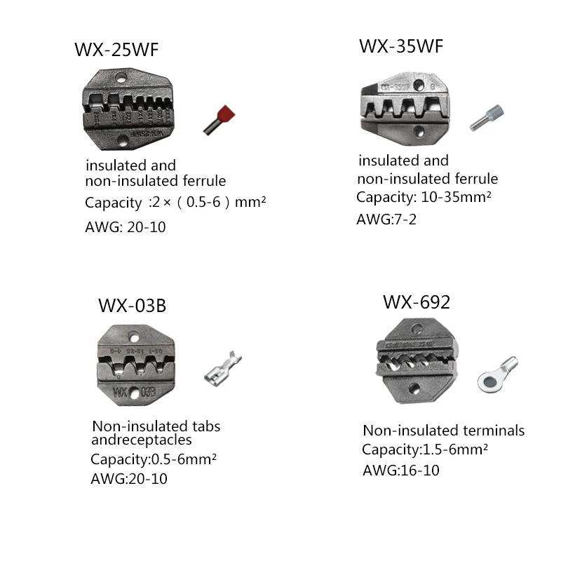 Обжимные плоскогубцы, комплект, посылка для клемм, набор инструментов для обжима, обжимные плоскогубцы с вилкой 0,5-35 мм WX-30