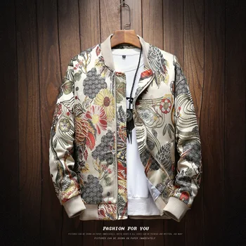 

Mens Japanese Embroidery Bomber Jacket Loose Baseball Uniform Streetwear Hip Hop Coats Casual Male Outwear Clothing SA-8