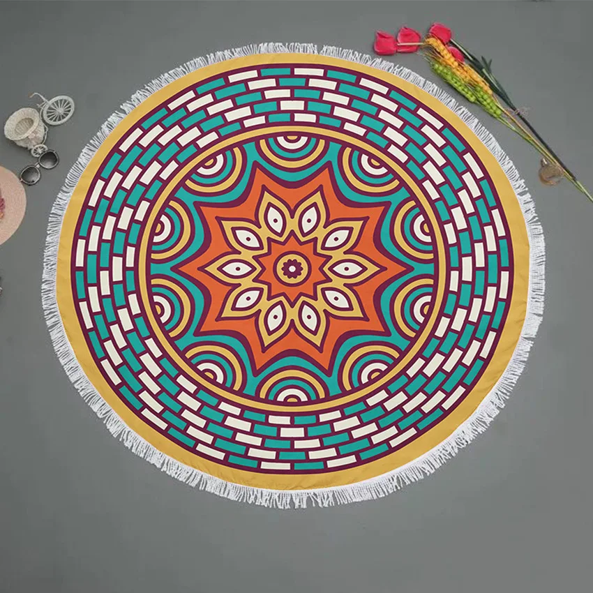 

Sample Circle Beach Mat 150*150 Cm Beach Towel Microfiber Beach Towel Ethnic Pretty Question Must