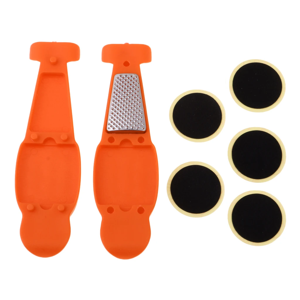 Portable Bike Tyre Levers Mini Bicycle Tool Set Glue-less Tube Patch Puncture Repair Kit Red and Orange