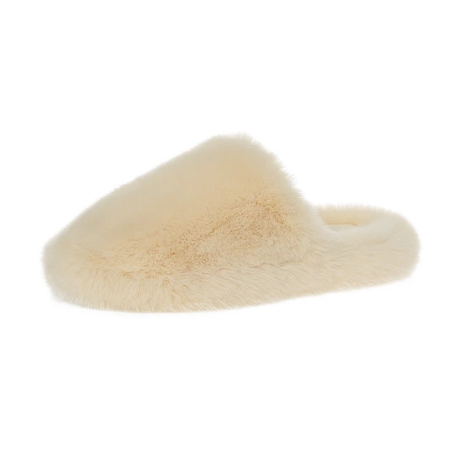 mint velvet off white faux fur slippers