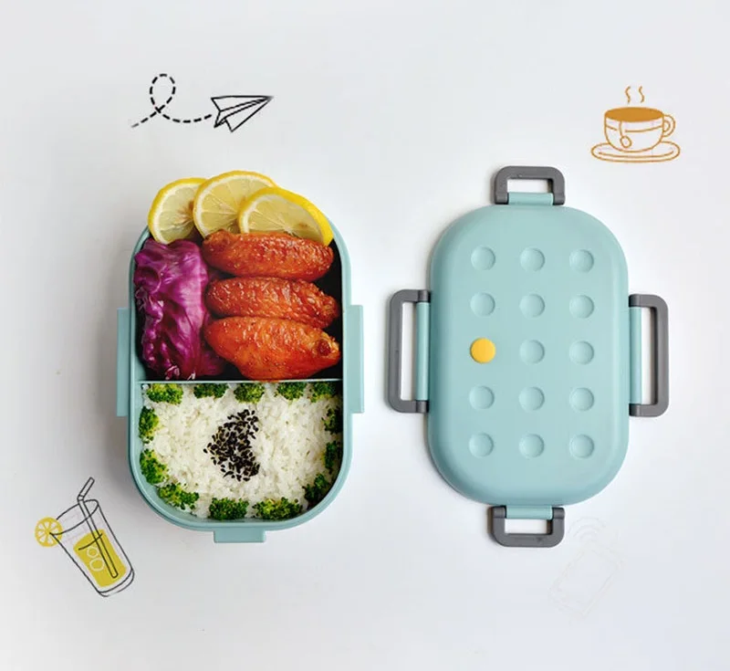 Модный BPA БЕСПЛАТНО пластиковый Ланч-бокс для детей Экологичный салат Bento box герметичная, силиконовая контейнер для еды