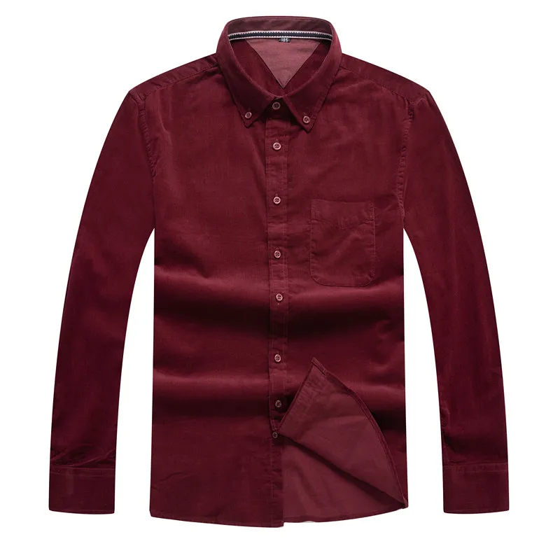 10XL 8XL 6xl осень/зима теплое качество хлопок вельвет с длинным рукавом Кнопка Воротник Смарт повседневные рубашки для мужчин удобные