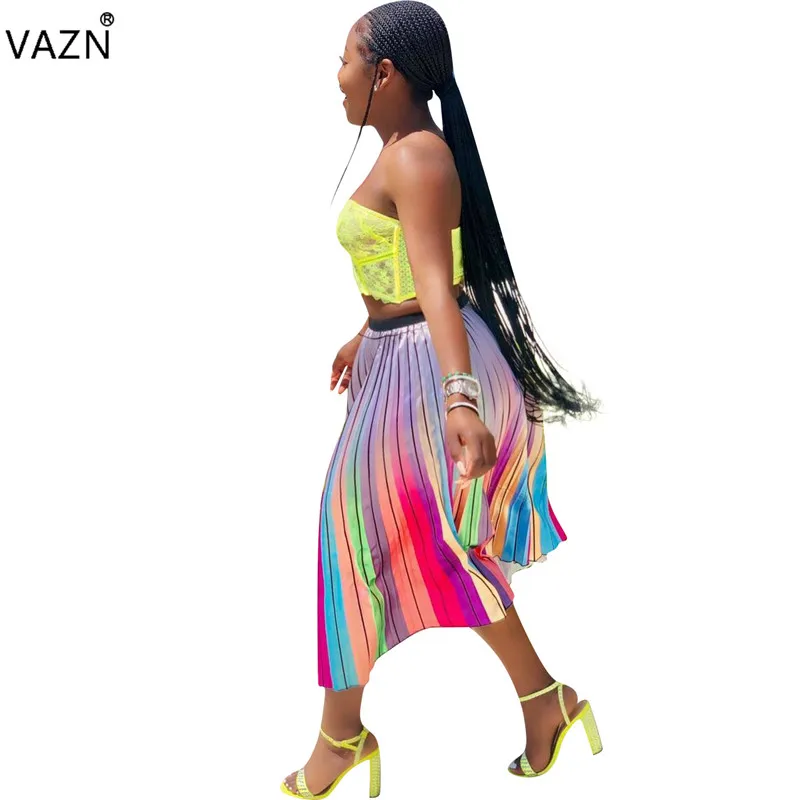 VAZN Лето Горячая сексуальная женская однотонная Империя Bodycon юбки шифоновые элегантные плиссированные Джокер каникулы женские макси юбки YD8094
