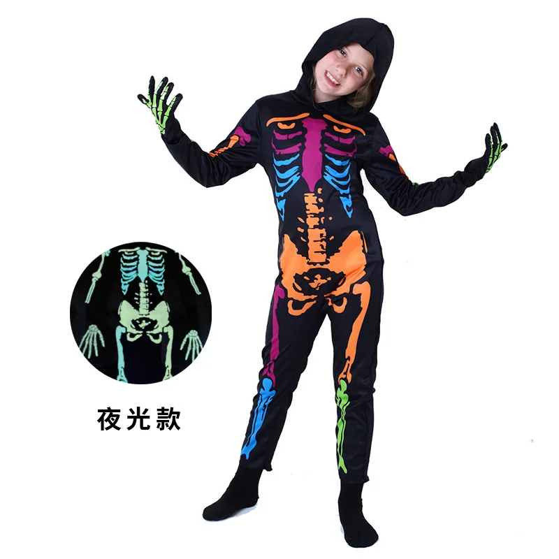 

Ghost Skeleton Cosplay Costumes Horror Zombie Role Play Jumpsuits Vampire Clothes Kids Devil Party Costume Clothes for Children