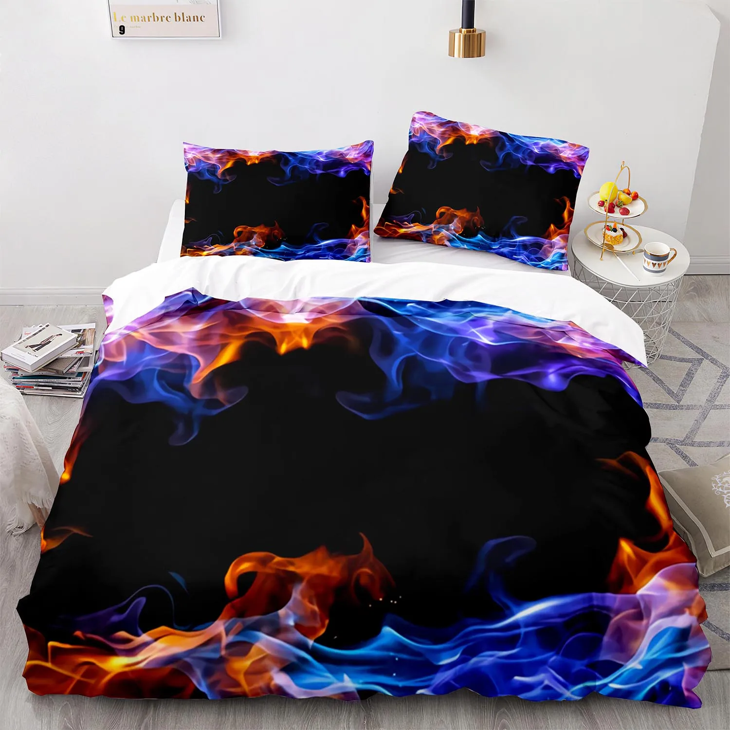 

Colorful Flame Bedding Set Single Twin Full Queen King Size Ice And Fire Blaze Bed Set Children Kid Bedroom Duvetcover Sets 009