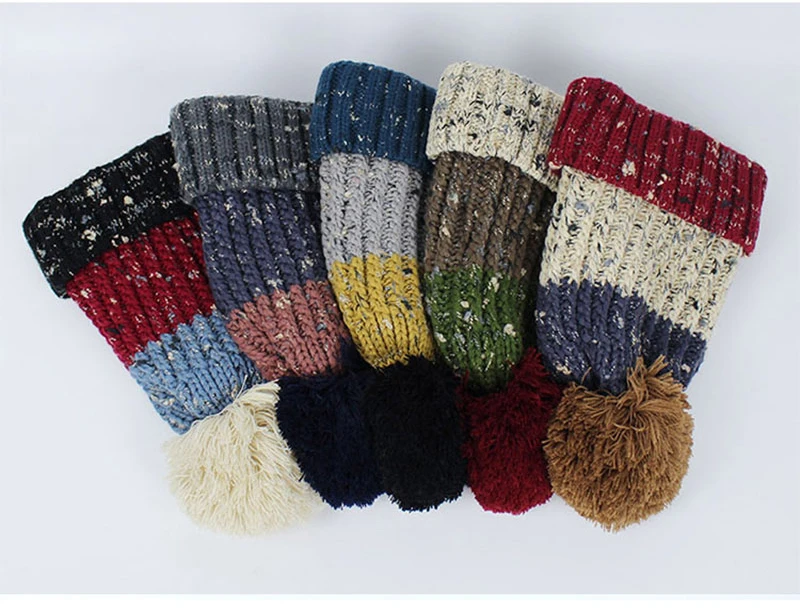 Женская вязаная шапка с помпонами и шариками Skullies Beanies, Повседневная Уличная теплая шапка, женская шапка осень-зима, милая Женская Шапка-бини