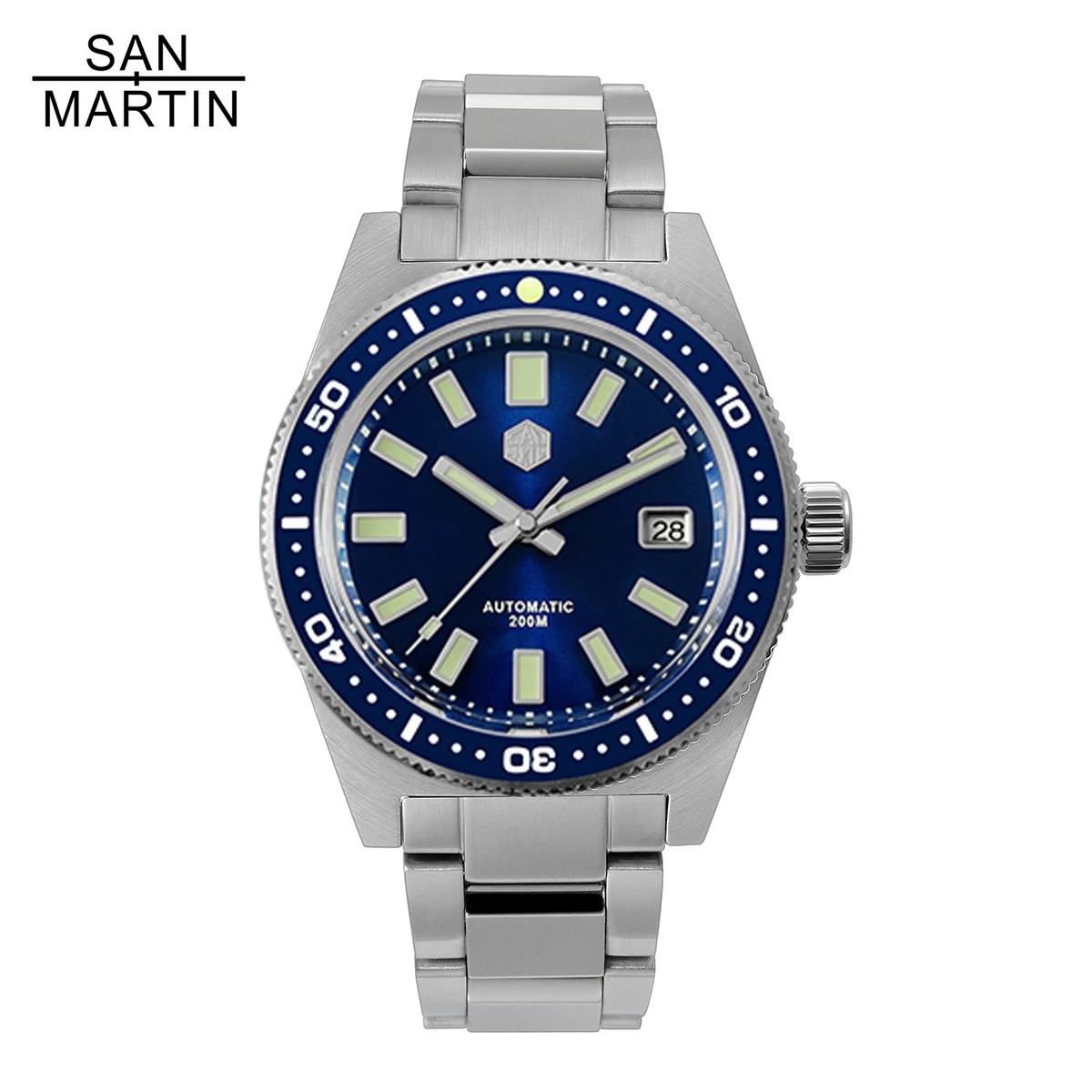 

San Martin 62MAS V4 Stainless Steel Dive Automatic Men Watches Sapphire 200M Waterproof Luminous Wrist watch Relojes Para Hombre