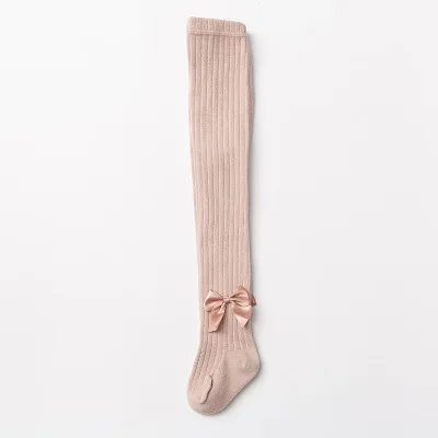 01888 pink Детские осенне-зимние Бархатные колготки принцессы с бантиком; хлопковые колготки для маленьких девочек; детские вязаные колготки; колготки - Цвет: 01888 pink