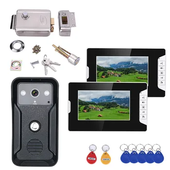 

Mountainone Video Intercoms Kit 2pcs 7 Inch Color Monitors 1pc HD 1000TVL Camera Support Night vision 92 C degrees wide-angle