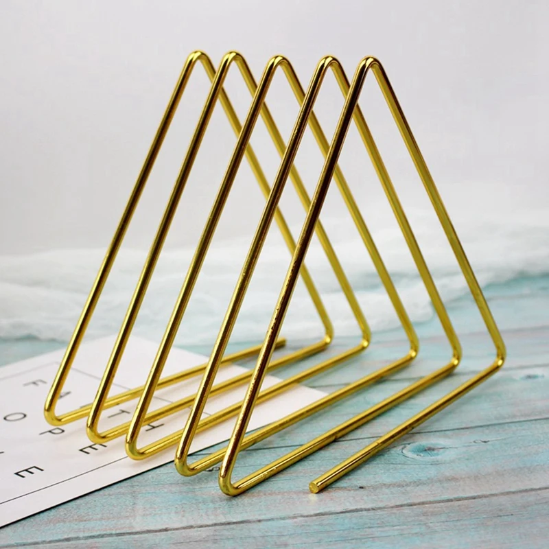 

Nordic Triple-cornered Simple Wrought Iron Home Desktop Storage Rack Shelf File Magazine Storage Rack Office Rack-Gold