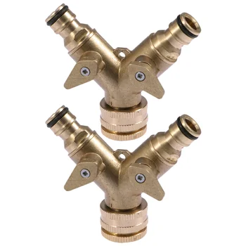 

2Pcs One Pass Two Ball Valve Switch Brass Quick Connector Garden Hose Fitting Water Hose Connectors External Thread Female and I