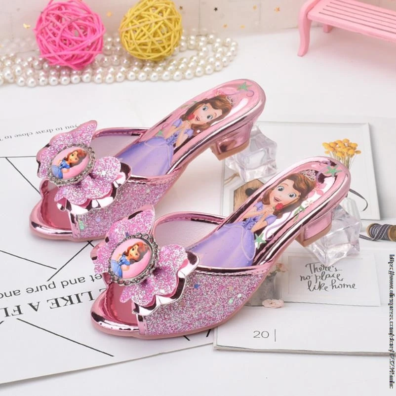 Children Sandals Disney Girls Sandals High Heels Summer Sofia Shoes