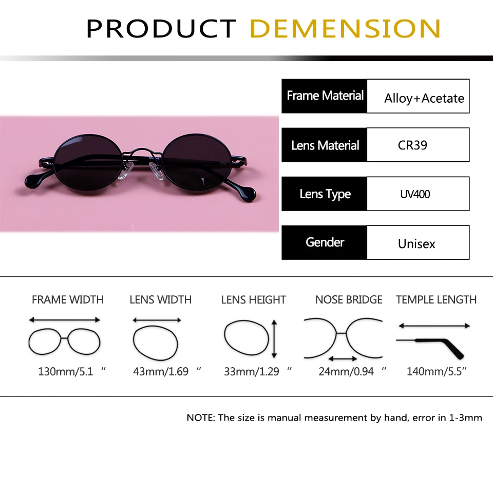 Trendige kleine ovale Sonnenbrille aus Metall für Damen, 2025, Herrenbrille, Punk, Vintage, Y2K, Designer, blendfreie Sonnenbrille für Damen – Detail 1