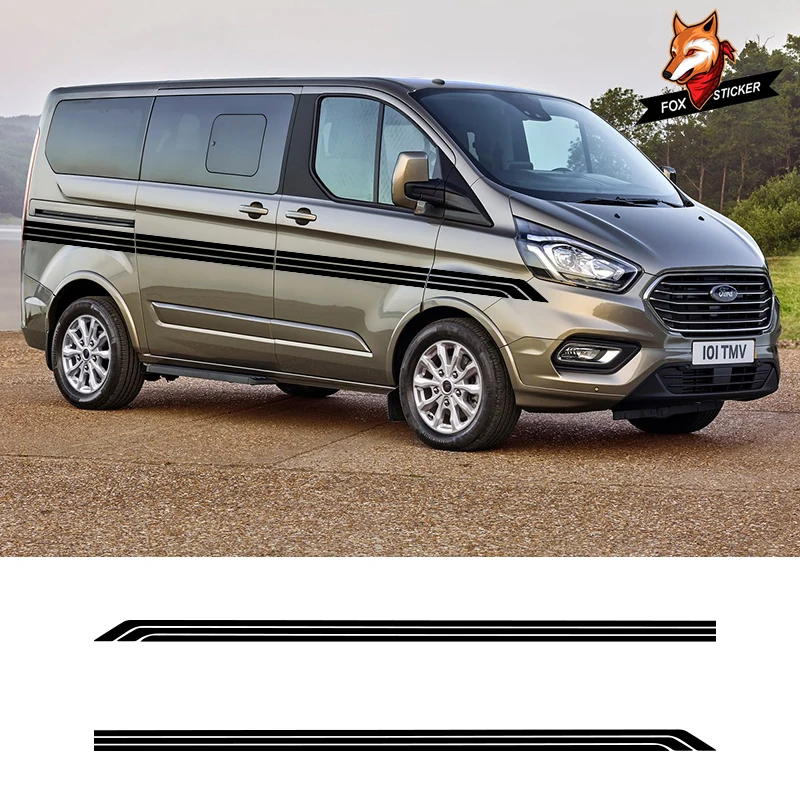2 шт. автомобильные виниловые наклейки с боковыми полосками для Volkswagen T5 Ford Transit