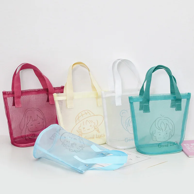 Transparent Mesh Outdoor Portable Customized Large Capacity Home Office  Supply Shopping Bag Women Cosmetic Makeup Handbag - AliExpress