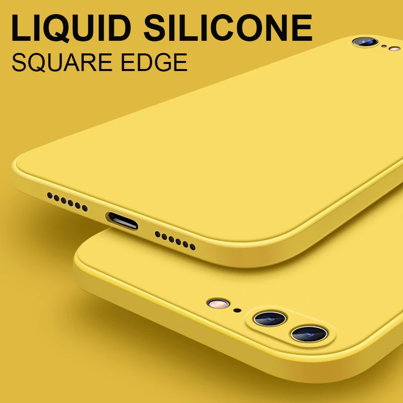 Luxury Orignal Square Soft Matte Liquid Silicone Case For iPhone 7 8 6 6s Plus SE 2020 12 11 Pro Max Mini X XS XR Flannel Cover | Мобильные