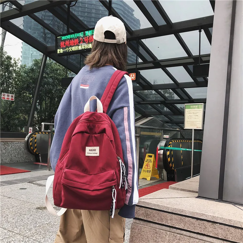 

Solid color Women backpack Retro Fashion Waterproof Nylon Backpack School Bags For Teenagers Mochilas Travel Backpacks