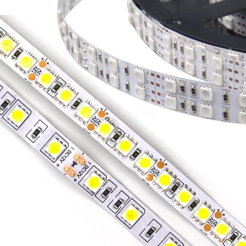 

led strip 12V 24V SMD 5050 120LED/M 60Leds/m Double Row Flexible Ribbon Tape lamp 5M Bar Light waterproof Led Stripe Car Lamp