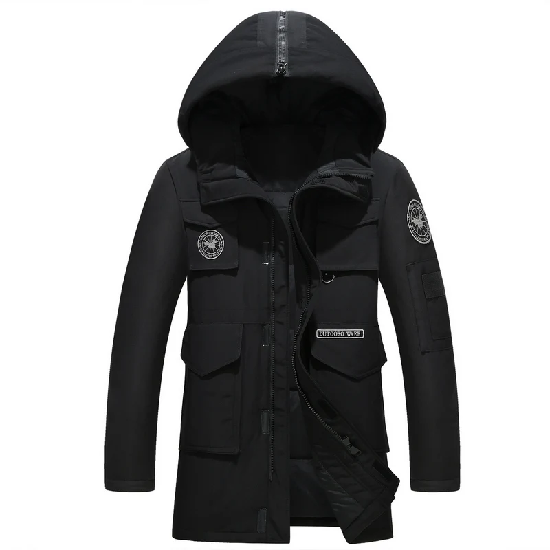 Толстые теплые мужские парки, 90% белый утиный пух, Длинная зимняя куртка, большой размер, Свободные повседневные мужские пуховики