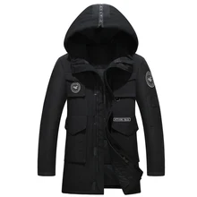 Толстые теплые мужские парки, 90% белый утиный пух, Длинная зимняя куртка, большой размер, Свободные повседневные мужские пуховики