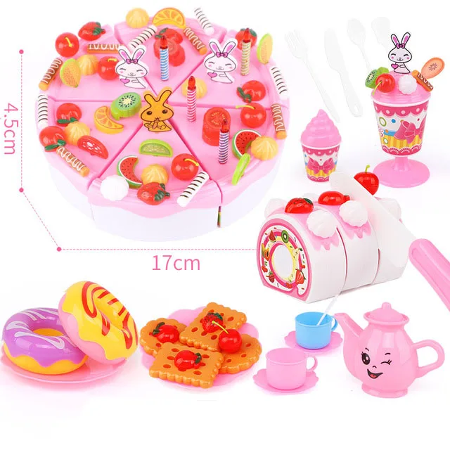 Новинка, игрушки для фруктового питания, Детская кухня, Kawaii, развивающие игрушки, подарки, кухня, игра, дом, образование, набор игрушек для торта - Цвет: 15(99pcs)