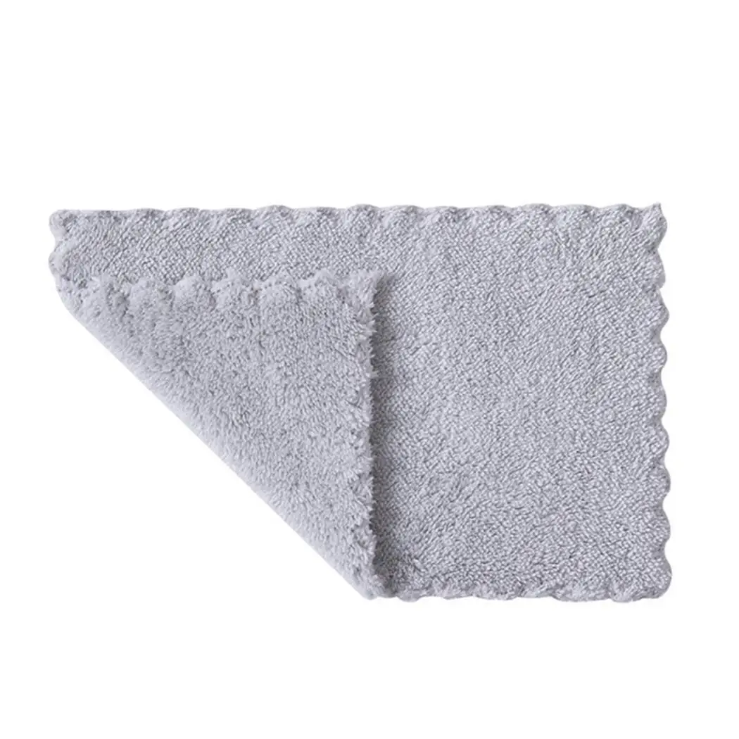 5pcs Dish Cloth Double-sided Strong Absorbent Dish Cleaning Coffee/Grey/Pink/White Towels Kitchen