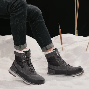 

Winter Men Boots With Fur Snow Boots Quality Casual Boots Waterproof Male Botas Ankle-30 Degree Celsius Warm Motorcycle Boots