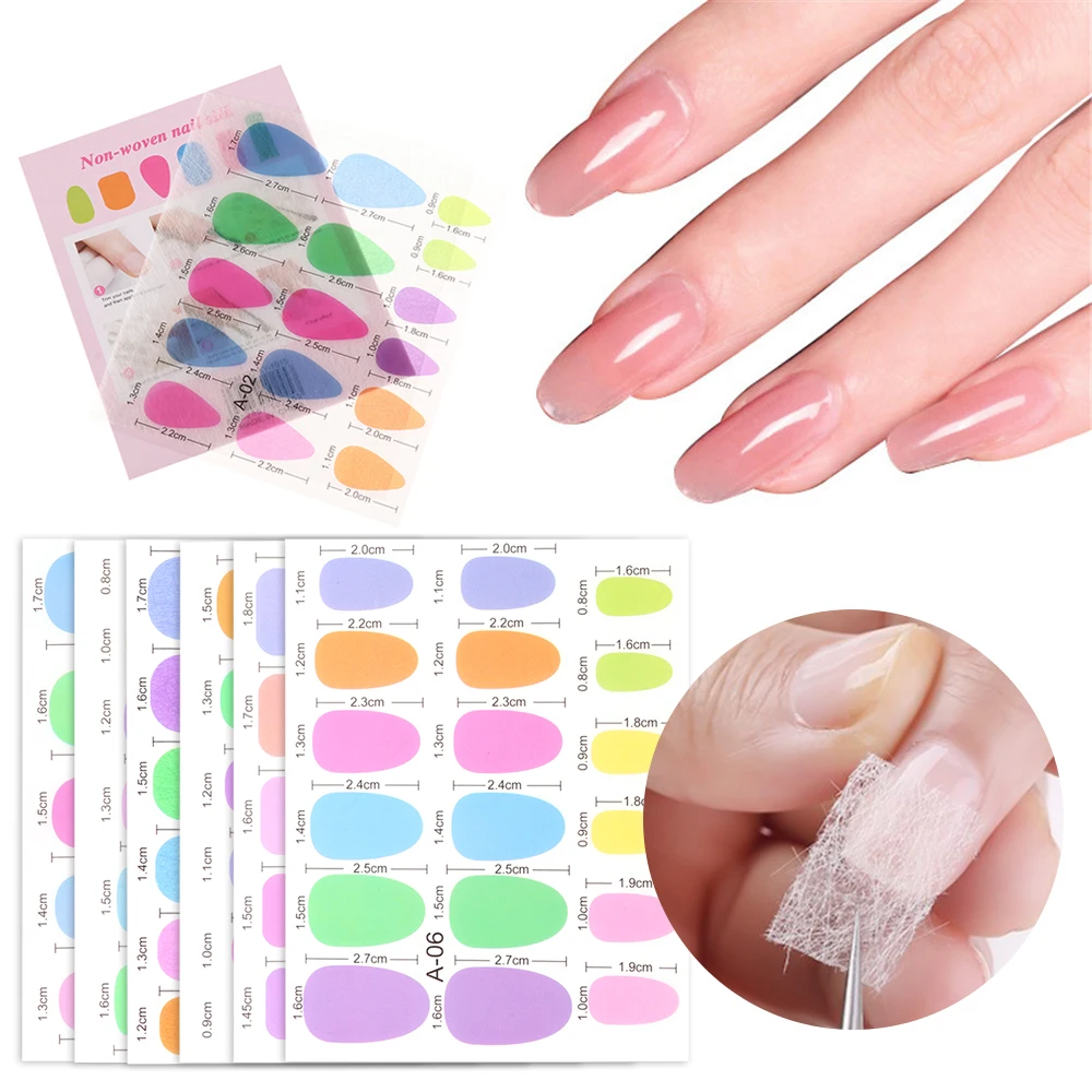 1 bag NEW Non-Woven Silk For Nails Extension Forms UV Gel Builder Oval French Fiberglass Toenails Nail Extensions Tools Decor