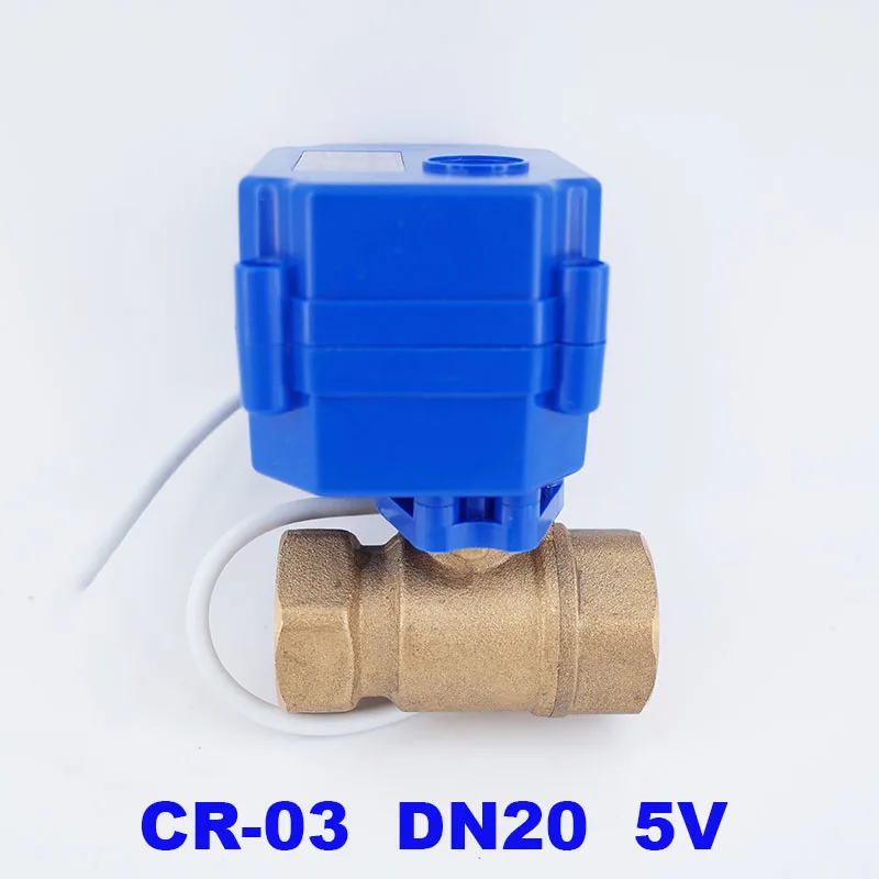 3/" DN20 5V DC Латунный моторизованный шаровой клапан, 2 way Электрический мини шаровой клапан CR-03 провода Электрический автоматический клапан
