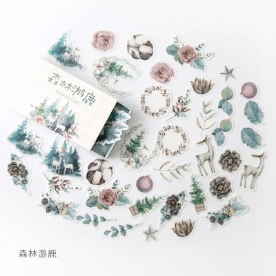 NO.5 40pcs/Pack Janpanese Decorative Paper Sticker Vintage Plants and Time Series Paper for DIY Scrapbooking Creative Journal Sticker - Цвет: NO.5