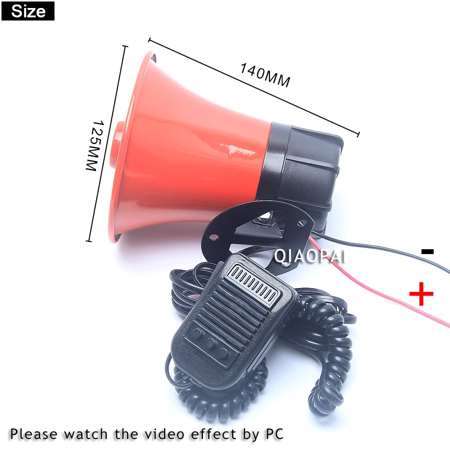 Universal Police Siren Sound Horn Loudspeaker 12V 30W Super Loud Horn Car Megaphone Speeker Siren Alarm Police Metal Truck