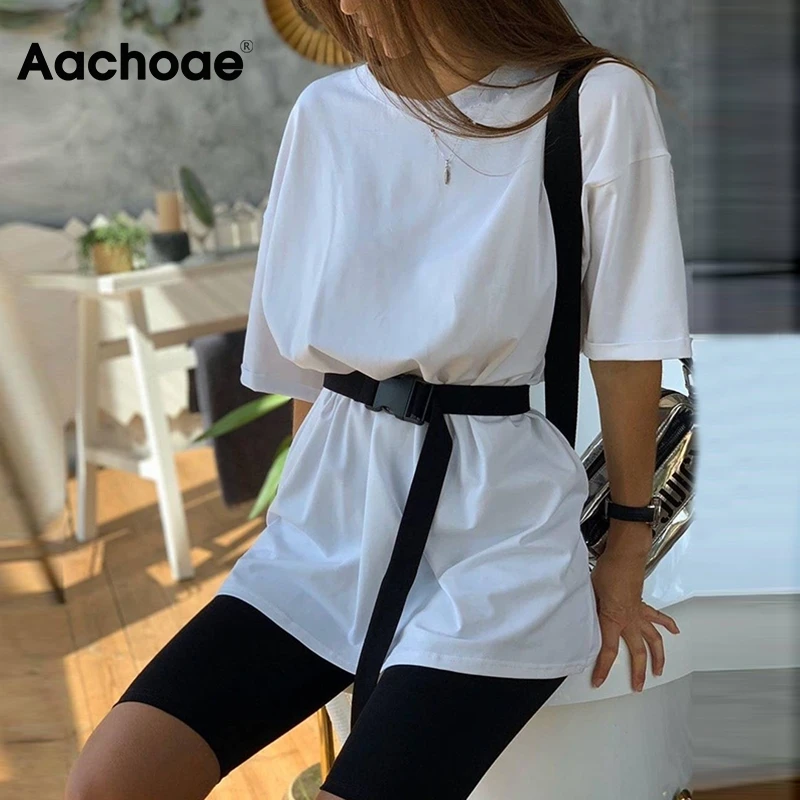 Повседневный Женский костюм Aachoae из двух предметов с поясом однотонный домашний
