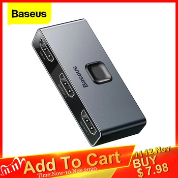 

Baseus HDMI Switch 4K 60Hz HDMI Switcher 2 Ports Bi-Direction 1x2/2x1 Adapter 2 in 1 out HDMI Converter For PS4 Pro/4/3 TV BOX