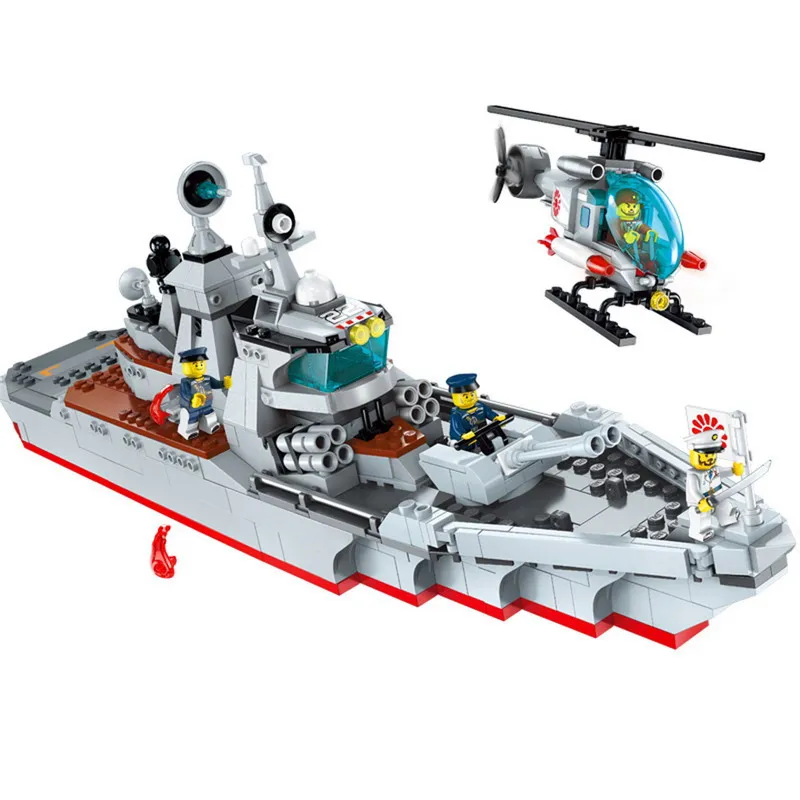 Enleten 539 шт. строительные блоки, совместимые с комплектами, военное сражение, морская сила, разрушитель, атака, лодка, армейские Игрушечные солдатики - Цвет: with no box  539 pcs