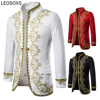 

Gold Embroidery Vest Men White Waistcoat Prom Dresses Men 2020 Baroque Palace Stage Dress Vests for Mens Suit Vest Gilet