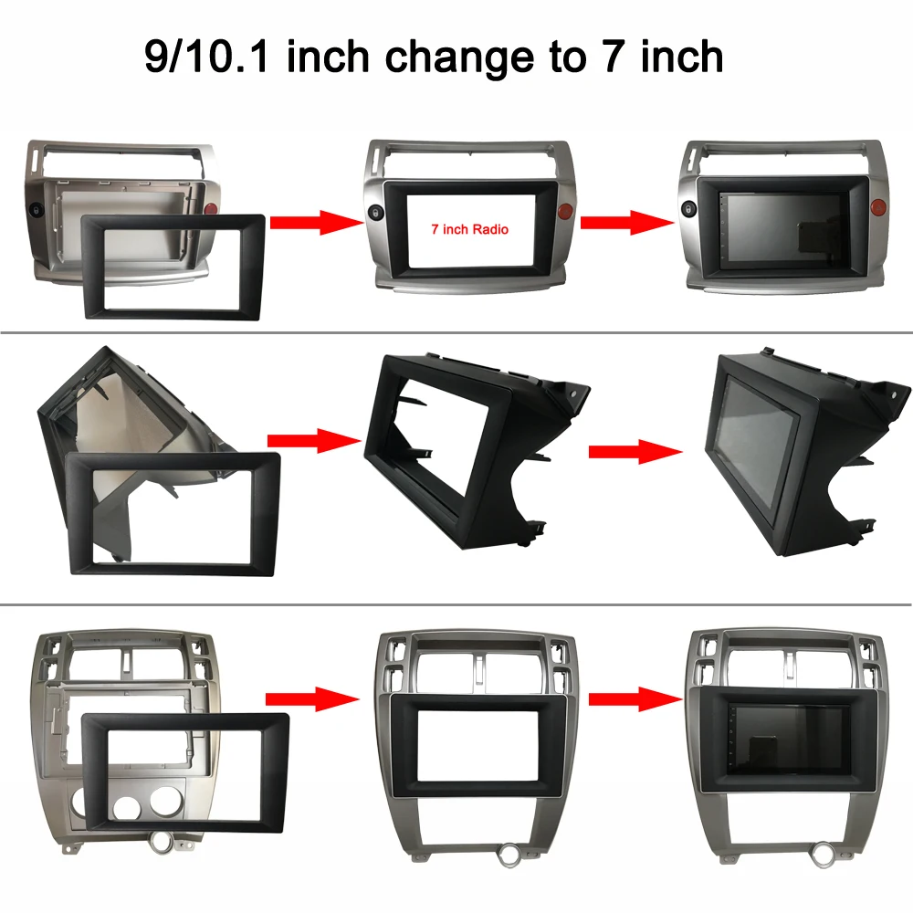 2 din Universal android car radio Fascia 10 inch Frame change to 9 inch 2 Din Car Radio Fascia frame Dash Kit Installation Frame