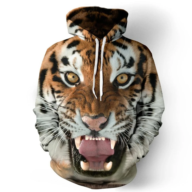 

Funny Animal Men's Hoodies Autumn Winter Casual Long Sleeve Pullover Hip Hop Snake Tops 3D Tiger Printed Sweatshirt