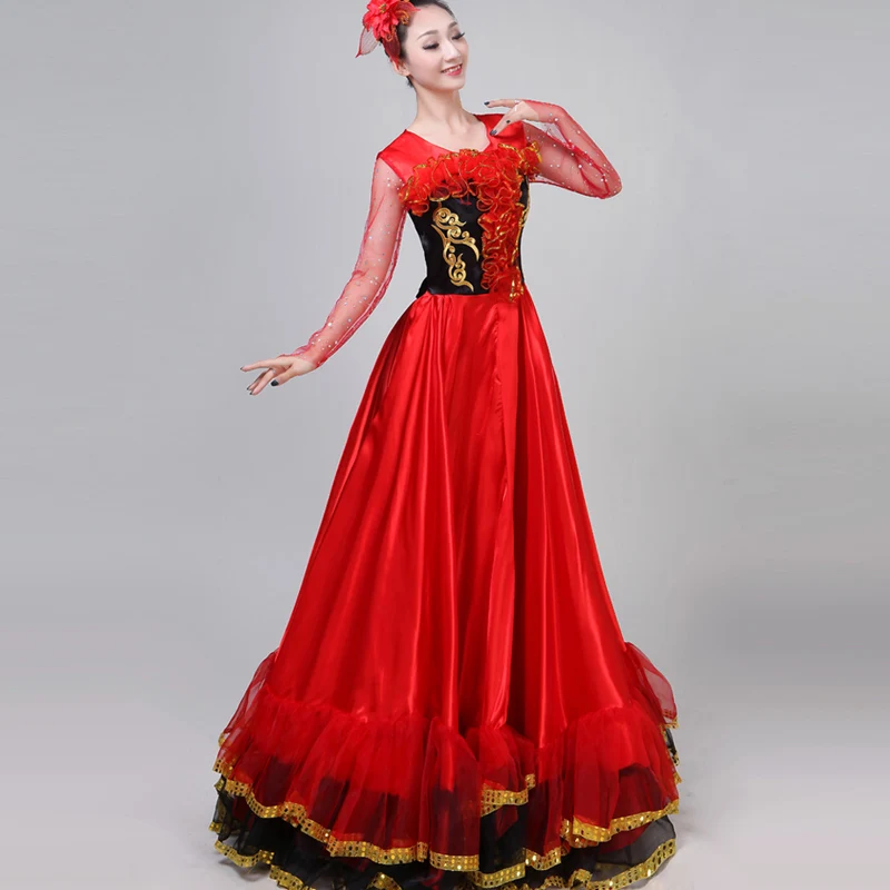Gown Modern Flamenco Dress Spanish Women Dress Performance