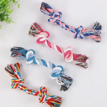 

1 pcs Pet Dog Puppy Cotton Chew Knot Toys Clean Teeth Durable Braided Bone Rope Funny Tool Pet Supplies Random Color