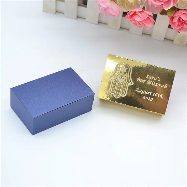 navy metallic gold Персонализированные лазерная резка бар мицва и летучая мышь мицва ящики - Цвет: navy metallic gold