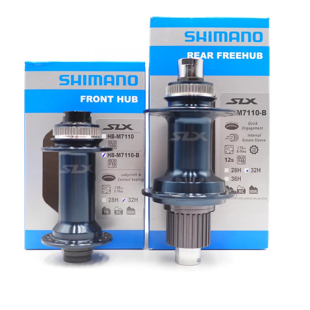 Shimano MTB велосипед SLX M7110 12 Скоростей передняя, Задняя Ступица Центральный замок дисковый тормоз втулка 142x12 мм 100x15 мм 28/32 отверстия запчасти для велосипеда