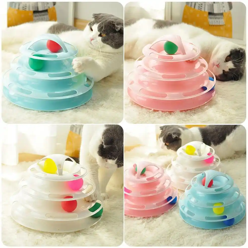 Chat Jouets 4 Couches Tour Pour Animaux De Compagnie Chat Piste Interactive Jouet Balles Drole Plateau Tournant En Plastique Fou Balle Disque Jouets Intelligence Formation Aliexpress