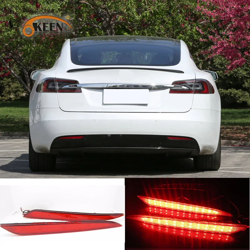 

2pcs For Tesla Model S 2014 2015 2016 LED Rear Bumper Reflector Light Tail Brake Stop DRL Fog Light Driving Lamp