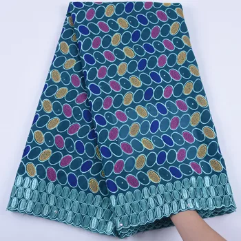 

High Quality Swiss Voile Laces In Switzerland Teal Green Cotton African Dry Cotton Lace Fabric 2019 Nigerian Voile Lace Y1688