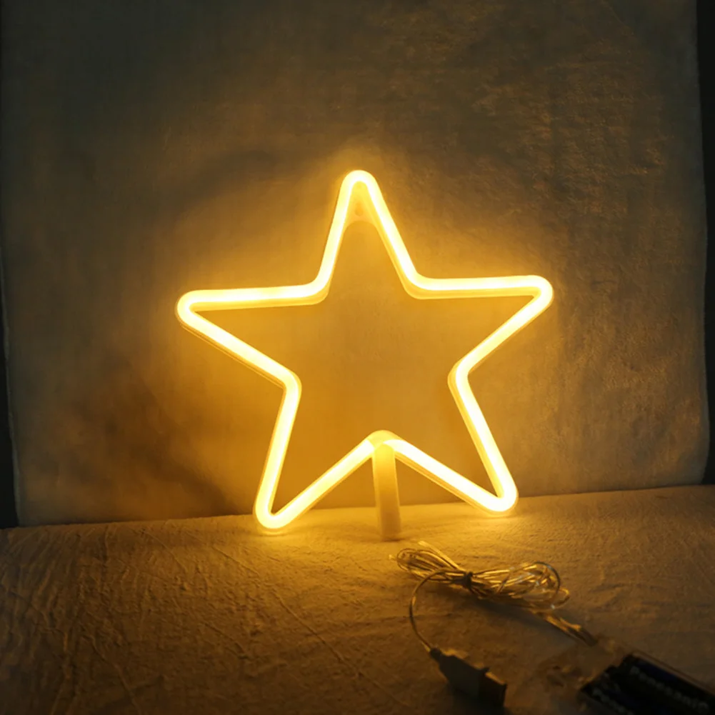 Led Neon Light Sign Holiday Xmas Party Wedding Decorations Kids Room Home Decor Pentagram Neon Lamp